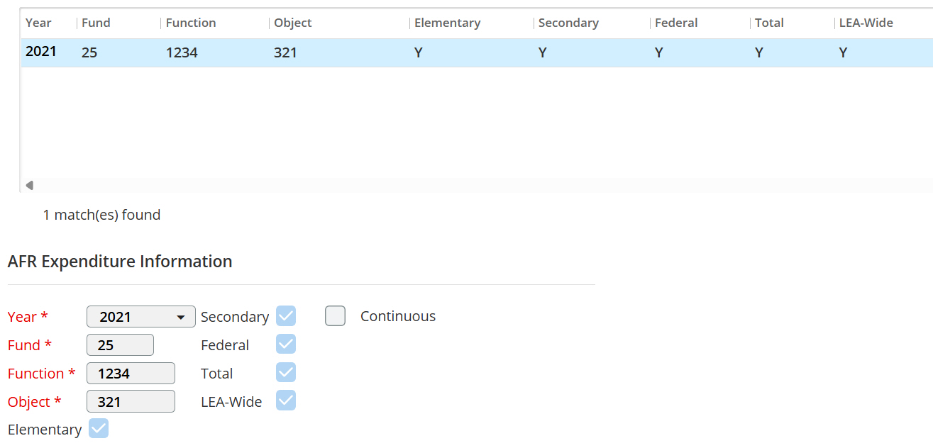 PA Annual Financial Report - Load AFR Expenditure Crosswalk page